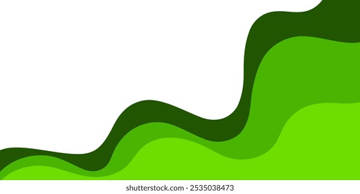 Gráficos de Vector. Líneas onduladas suaves, monocromo, tonos de verde, estilización del prado, fondo.