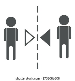 Vector graphics. social distance from a virus, pandemic