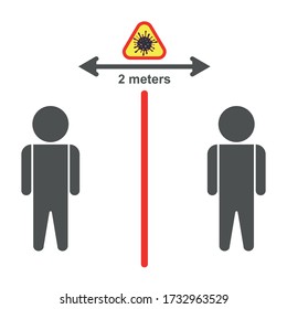 Vector graphics. social distance from a virus, pandemic