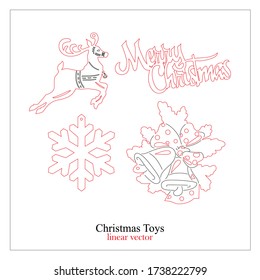 Vector graphics. Souvenir toy for a Christmas tree. It is made in linear red and black. The illustration is ideal for laser cutting.