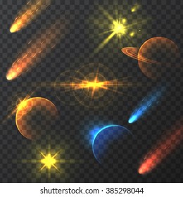 Vector graphics, space elements, lighting effects, galactic light, set of vector space, lighting effects, illustrations element.
