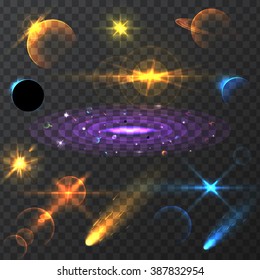 Vector Graphics, Space Elements, Lighting Effects, Galactic Light, Set Of Vector Space, Lighting Effects, Illustrations Element.
