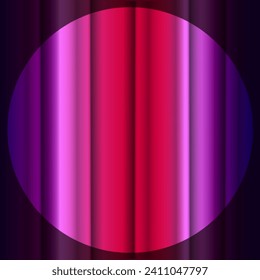 Vector graphics. A spotlight shines on a bright theater curtain.
