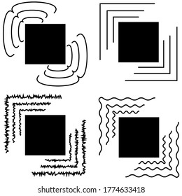 Vector graphics, a square with different variations of the waves around it. Flat design.