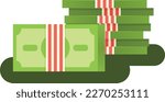 Vector Graphics Of Stash Of Cash, Isolated On Transparent Background.