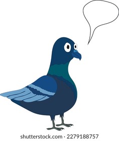 Vector graphics stupid Pigeon one. Dove bird symbol icon vector illustration. Cute doodle icon of pigeon. Flat cartoon character design. Vector stock illustration of city bird dove.