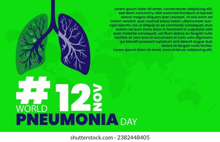 Vector graphics are suitable for use as templates, banners, posters, flyers, greeting cards, campaigns or backgrounds for social media posts for medical personnel to commemorate World Pneumonia Day on