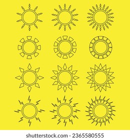 vector graphics of the sun in line art style. can be used for clip art or elements in advanced designs