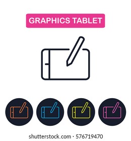 Vector graphics tablet  icon. Gaget imaige.  Simple thin line icon for websites, web design, mobile app, infographics.