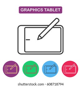 Vector graphics tablet icon. Gaget imaige. Simple thin line icon for websites, web design, mobile app, infographics.