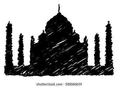 Vector Graphics of Taj in sketch stroke