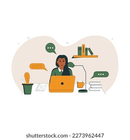 vector graphics. teaching young people to gain knowledge from books and the Internet. composition design online student.