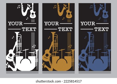 Vector graphics. Template for text. Musical theme. Color options. Heading