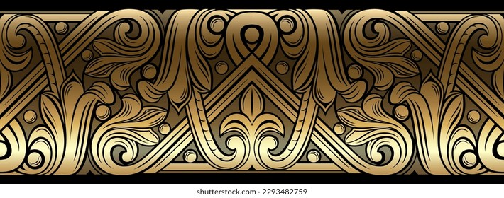 Gráficos vectoriales. Textura de la plantilla de grabado de rayas ornamentales clásicas de oro. Plantilla de tatuaje de blaslet, cintas, viñetas