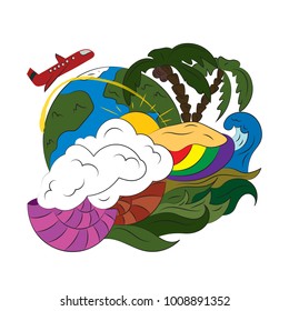 vector graphics. Travel and rest to the south.