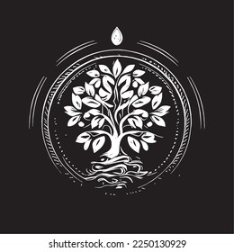 vector graphics a tree with leaves, a tree with a mighty crown, a blank for a facsimile, a logo, a tattoo or a stamp, can be corporate symbols