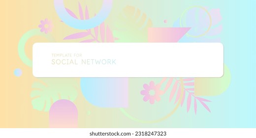 Vector graphics in a trendy style with geometric elements and tropical leaves. Template for the design. Summer poster.