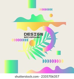 Vector graphics in a trendy style with geometric elements and tropical leaf. Template for the design. Summer poster.