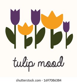 vector graphics, tulips grow, white background