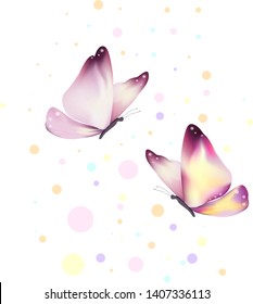 Vector graphics. two yellow-pink butterflies