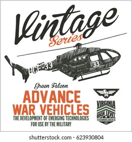 Vector Graphics and typography t-shirt design for apparel. Vintage War Series