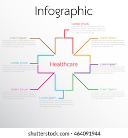 Vector graphics used for healthcare related reports are divided into 8 topics.