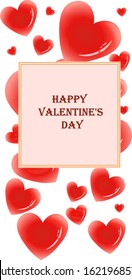 Vector graphics, Valentine's day card with red hearts