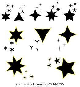 Vector graphics. Various black stars.