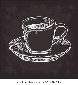 Vector Graphics Vintage illustration by hand drawn coffee on doodle sketch style. Object isolated. For design, wallpaper, logo, icon, menu, restaurant, cafe, kitchen, birthday, holiday. Eps 10.