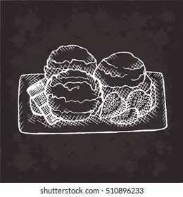 Vector Graphics Vintage illustration drawn by hand drawn ice cream on doodle sketch style. Object isolated. For design, wallpaper, logo, icon, menu, restaurant, cafe, kitchen,birthday,holiday. Eps 10.