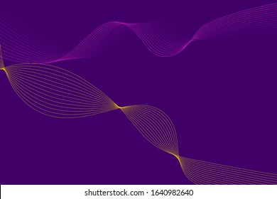 Vector graphics Wave wave swaying Purple and yellow Purple background Suitable for technology backgrounds Brand decoration