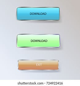 Vector graphics for website button, download and exit
