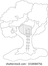 vector graphics wooden tree house