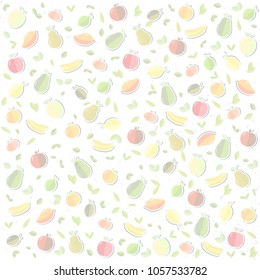Vector Graphics World Health Day on a textured background fruit, apple, banana, pear, mandarin orange, avocado, pomegranate, kiwi, mango, green apple, red apple, lemon, lime. Composition, color vector