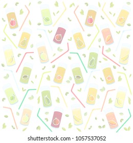 Vector Graphics World Health Day on textured background glasses for juice, juice, straw, fruit, apple, banana, pear, mandarin, orange, avocado, pomegranate, kiwi, mango, green apple, red apple, lemon,