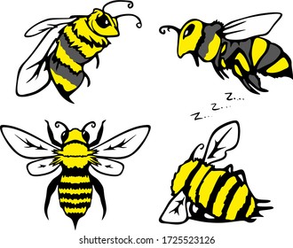 signo de abeja amarilla de gráficos vectoriales