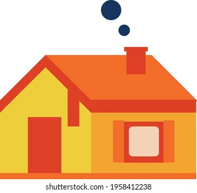 Vector graphics. Yellow-orange house with a chimney 