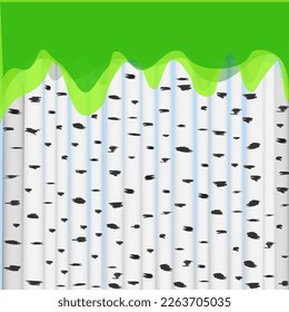 Vector graphics.Abstraction. Birch Grove. White birch trunks.