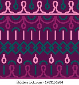 Gráficos vectoriales-bello ornamento geométrico lineal de motivos étnicos de la moderna paleta de colores crimson 2021
