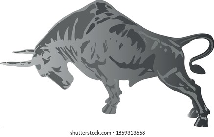 vector graphics-Bull stands in attack stance, in honor of the 2021 year of the steel bull