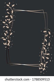 Gráficos vectoriales,delicado marco brillante platino en forma de rectángulos sobre un fondo oscuro.Decoración de diseño, elemento gráfico para tarjetas, invitación, afiche, foto.