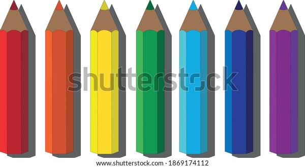 vector graphics-Pencils are divided by the colors\
of the rainbow