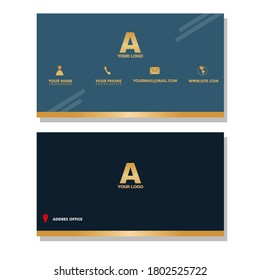 Vector Grapich Of Bussines Card Design Whit Elegan Design Gold ,navy Blue And Color Scame .perfect To Use For All Businnes