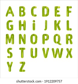 Vector grass alphabet. Green letters design.