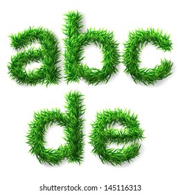 Vector grass alphabet. Letters A-E