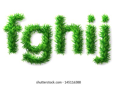 Vector grass alphabet. Letters F-J