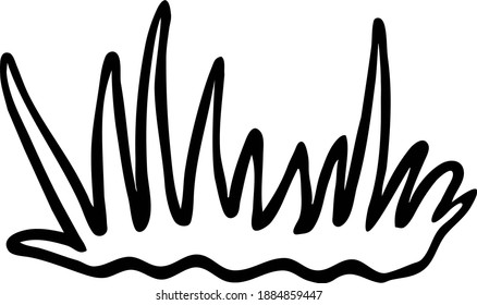 Vector grass. Black and white element from the forest doodles set.