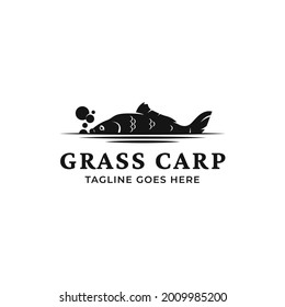 Vector grass carp logo template isolated on a white background