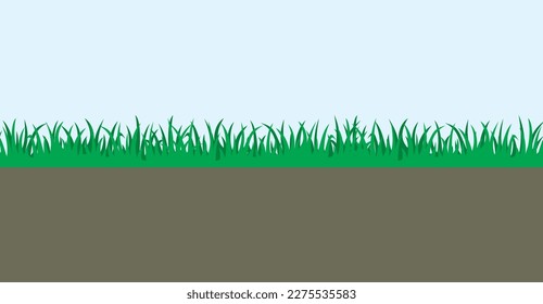 Vector Grass Field Glade Bush Green Yard Lawn Plant Flower Flowerpot Summer Spring Set Template