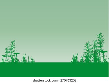 vector grass field silhouette background with place to put your text